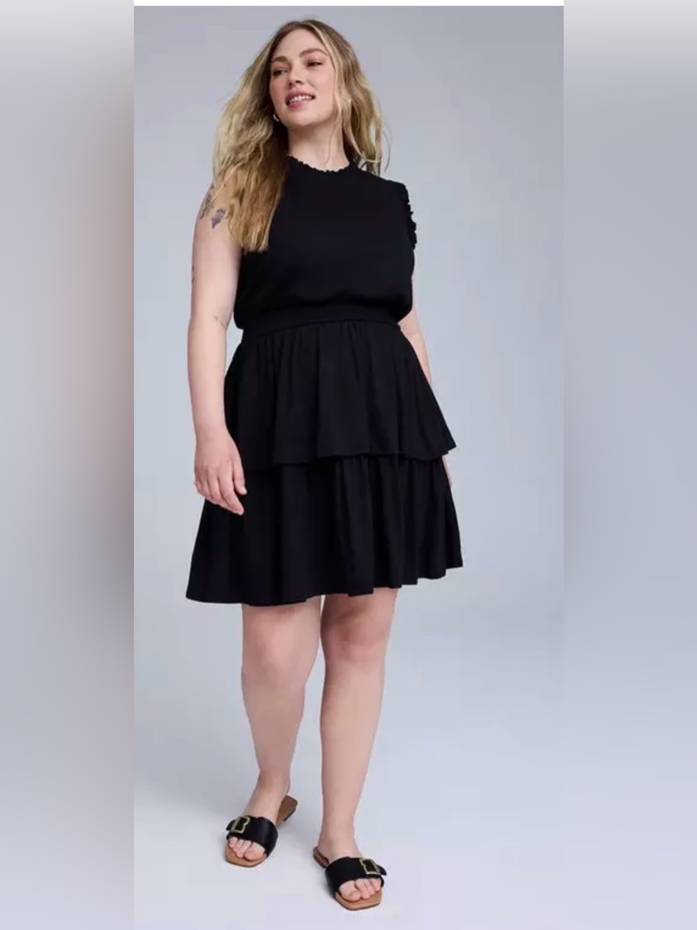 Torrid Belle Isle Ruffle Neck Mini Dress Black 2X NWT
